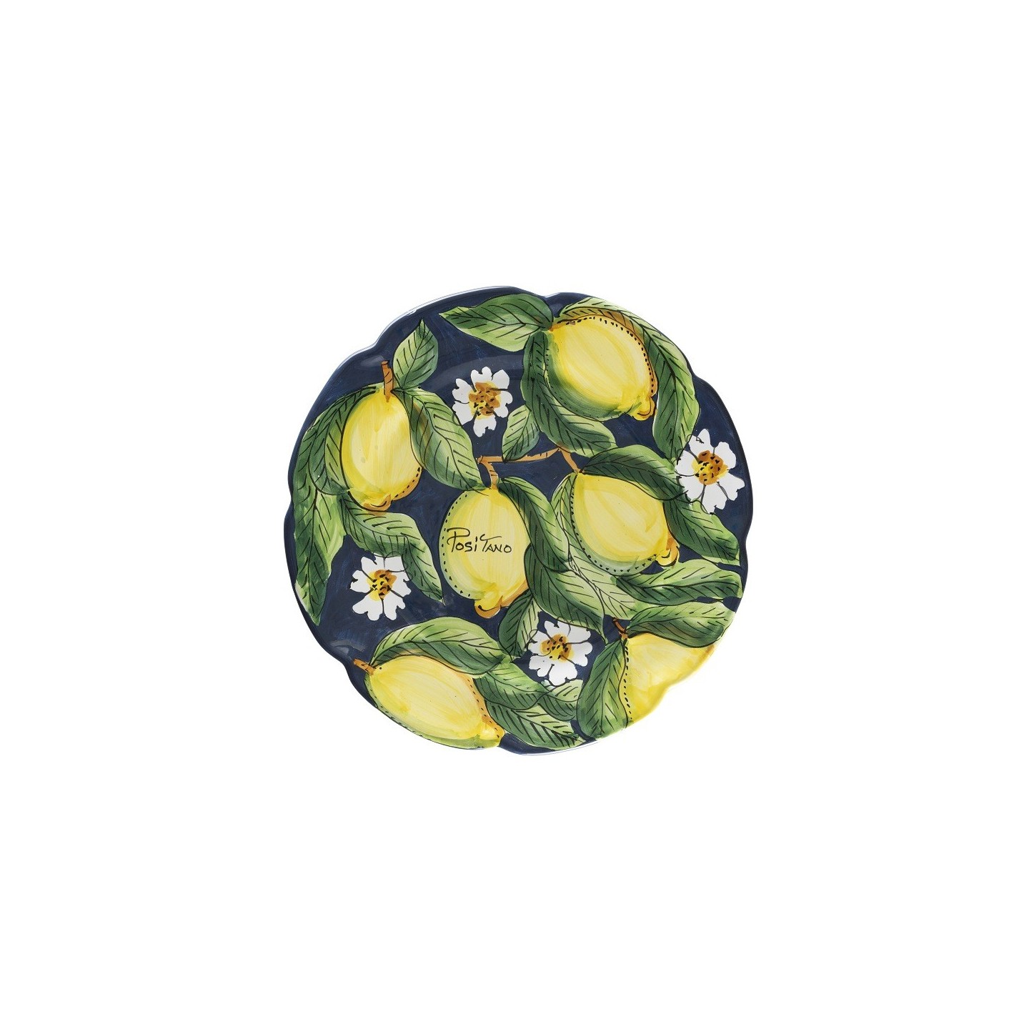 Piatto rotondo in ceramica con limoni dipinto a mano - Sapori e Profumi di Positano