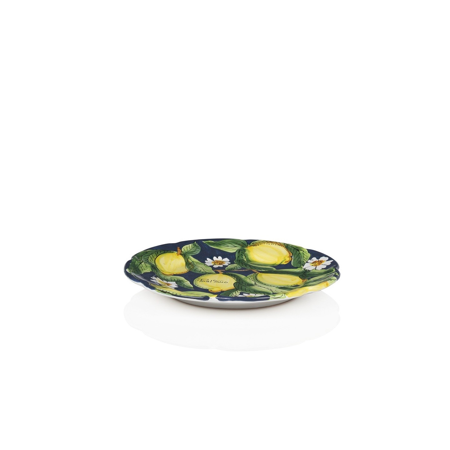 Hand-painted round ceramic plate featuring lemons  – Sapori e Profumi di Positano