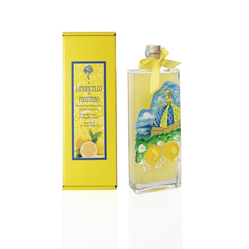 Limoncello artigianale 50 cl con bottiglia dipinta a mano - Sapori e Profumi di Positano