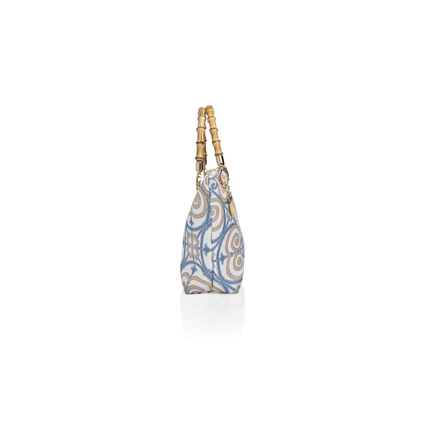 Cotton and silk bag from San Leucio, handmade in Italy with a real bamboo handle – Sapori di Positano