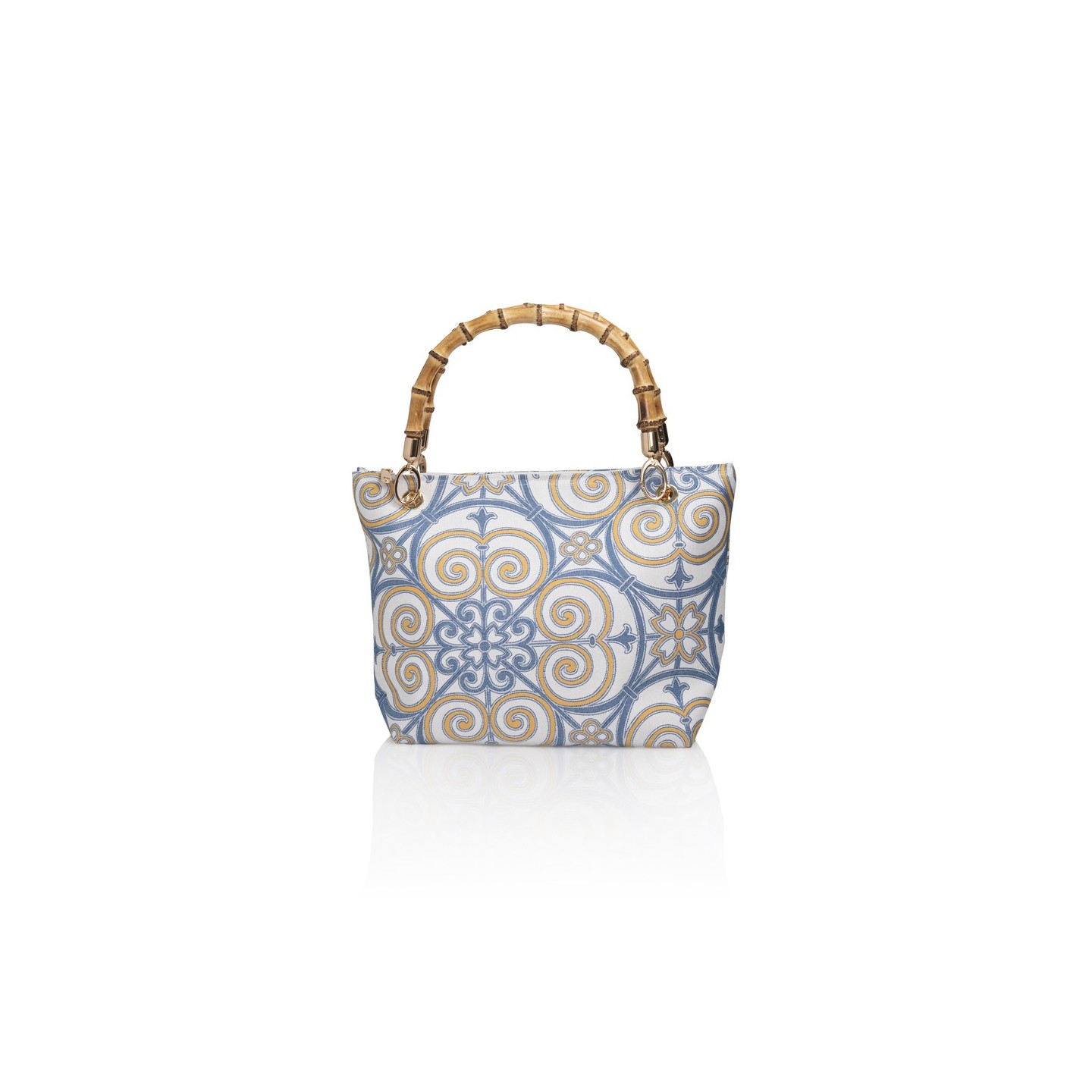Cotton and silk bag from San Leucio, handmade in Italy with a real bamboo handle – Sapori di Positano