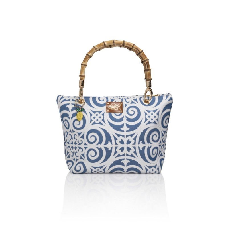 Cotton and silk bag from San Leucio, handmade in Italy with a real bamboo handle – Sapori di Positano