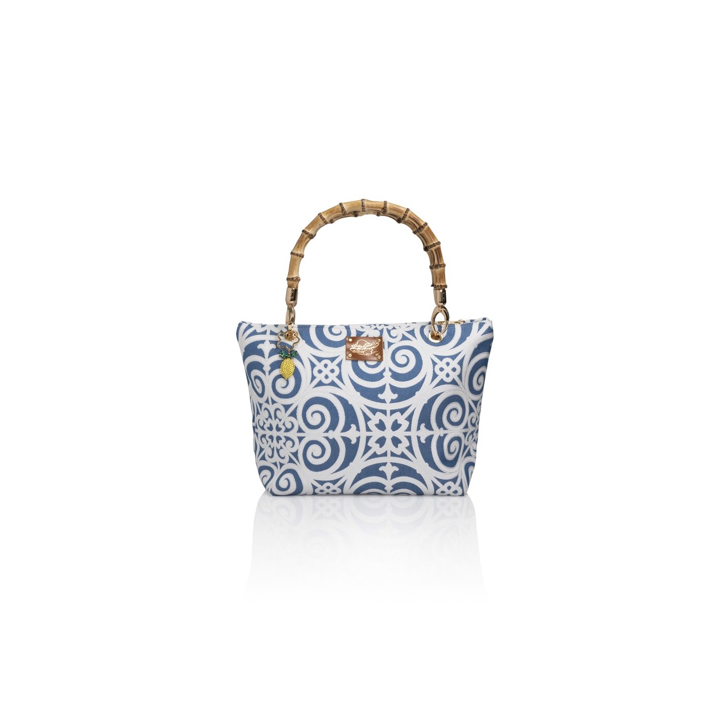 Cotton and silk bag from San Leucio, handmade in Italy with a real bamboo handle – Sapori di Positano