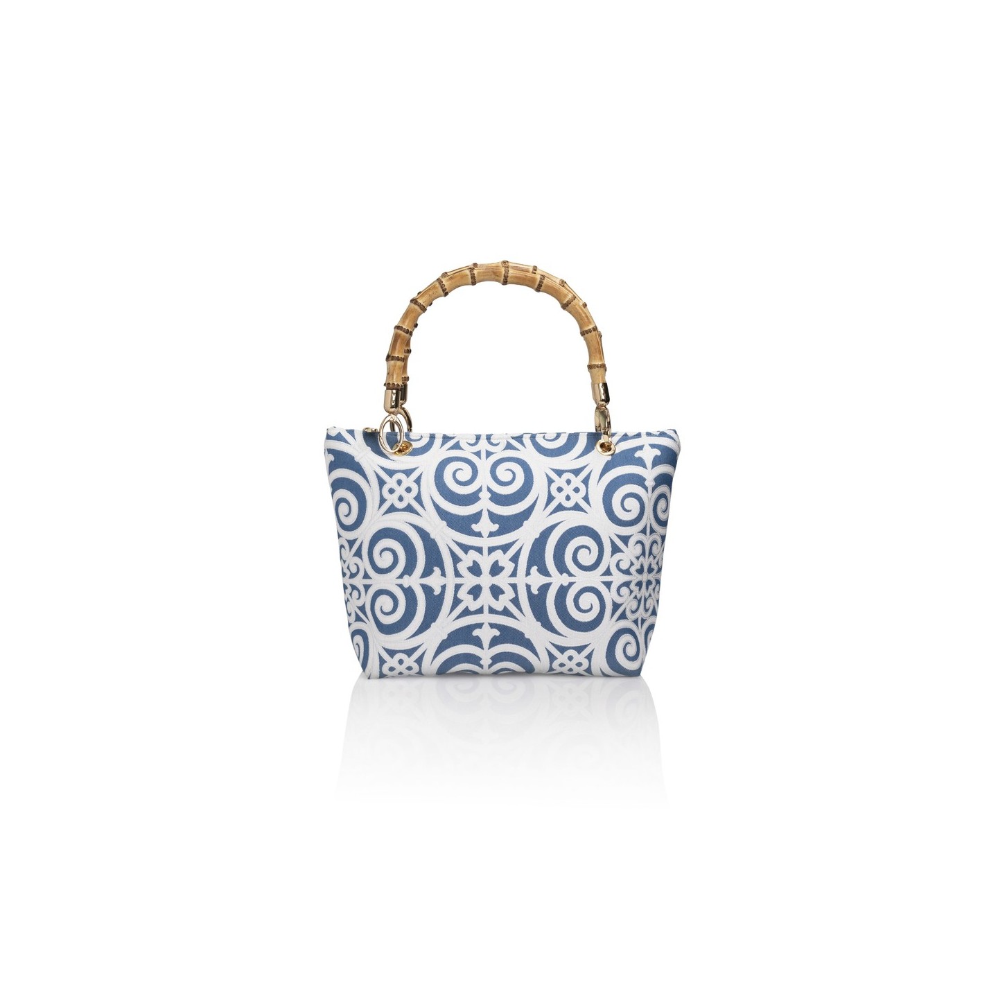 Cotton and silk bag from San Leucio, handmade in Italy with a real bamboo handle – Sapori di Positano