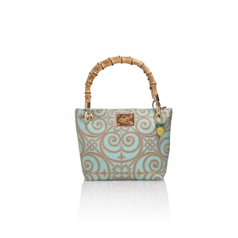 Cotton and silk bag from San Leucio, handmade in Italy with a real bamboo handle – Sapori di Positano