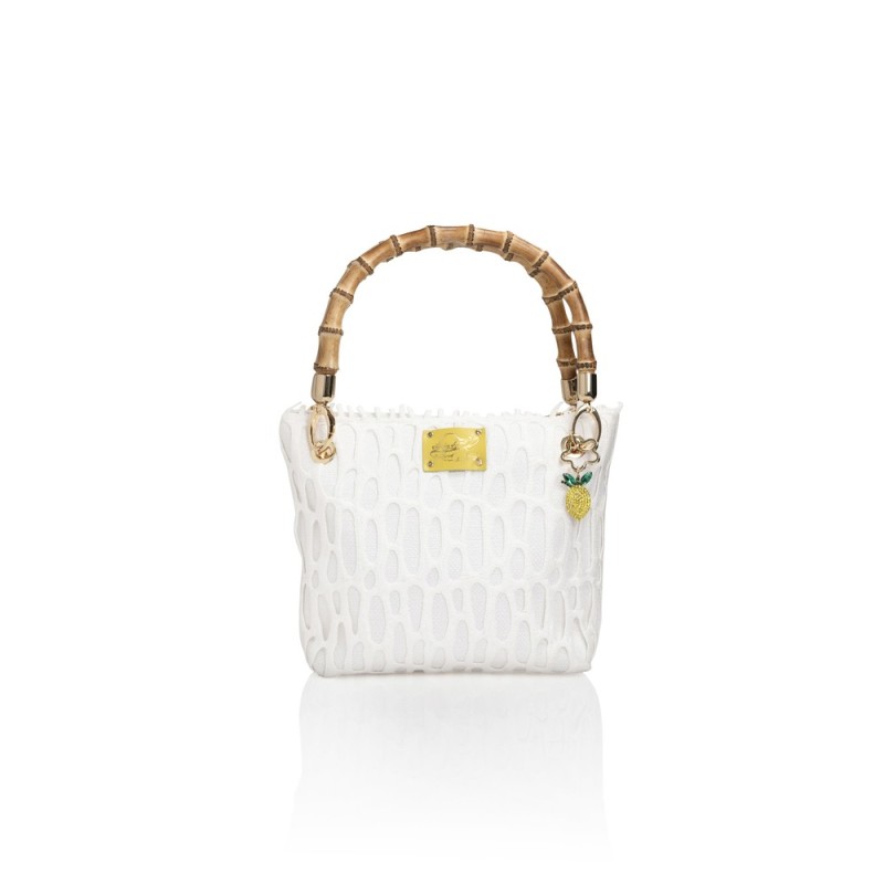 Canvas and Italian lace bag, handmade in Italy with a real bamboo handle – Sapori e profumi di Positano