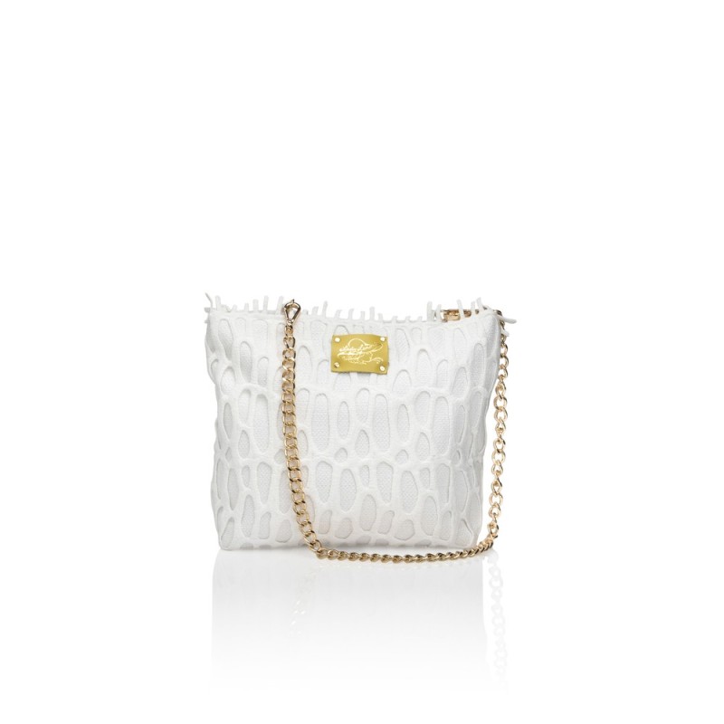 Canvas and Italian lace bag, handmade in Italy with a chain strap – Sapori e profumi di Positano