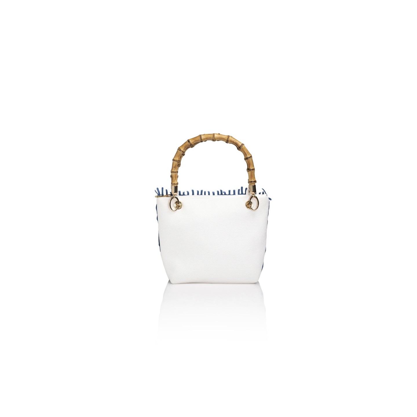 Borsa in canvas e merletto italiano a mano in Italia con manico vero bamboo – Sapori e profumi di Positano