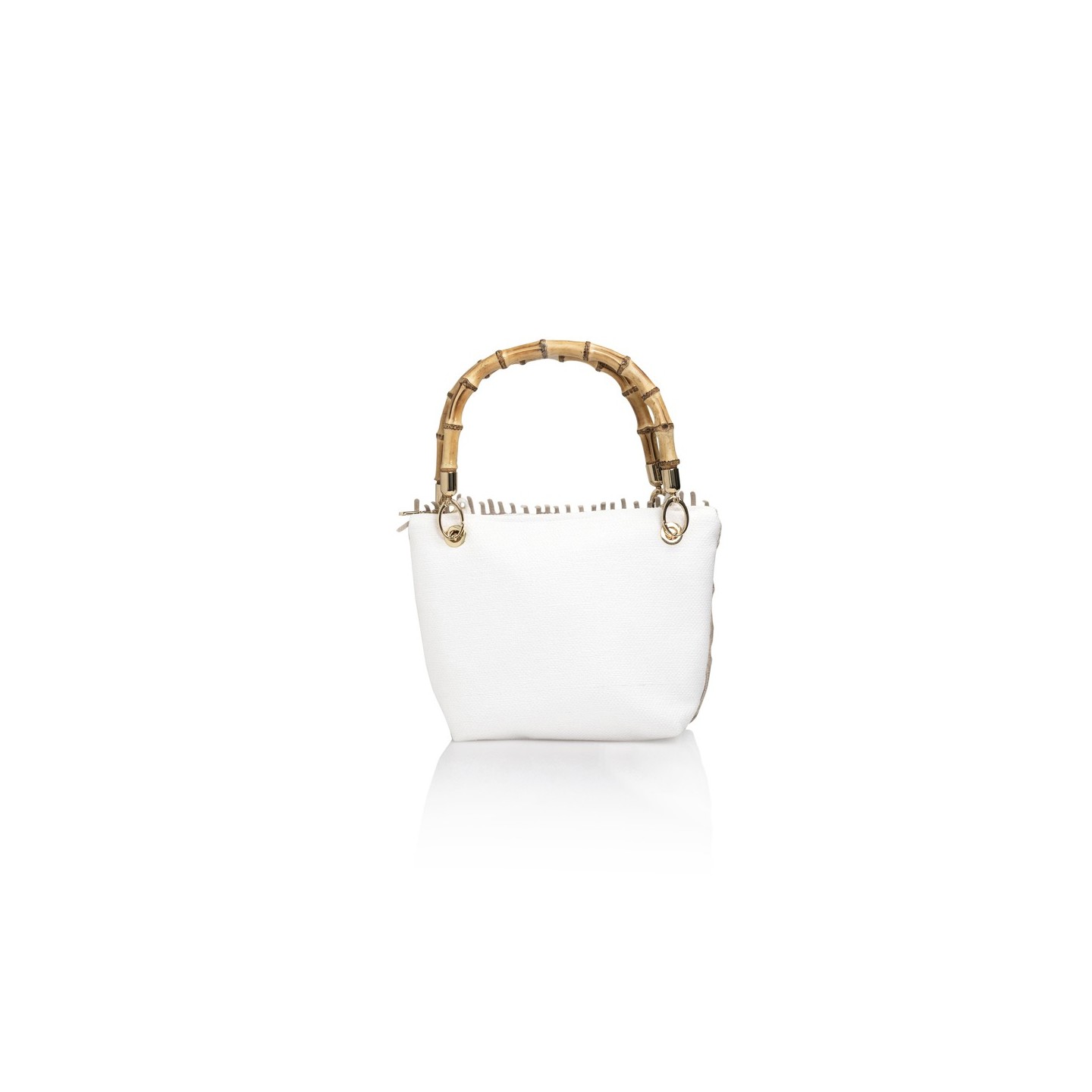 Canvas and Italian lace bag, handmade in Italy with a real bamboo handle – Sapori e profumi di Positano