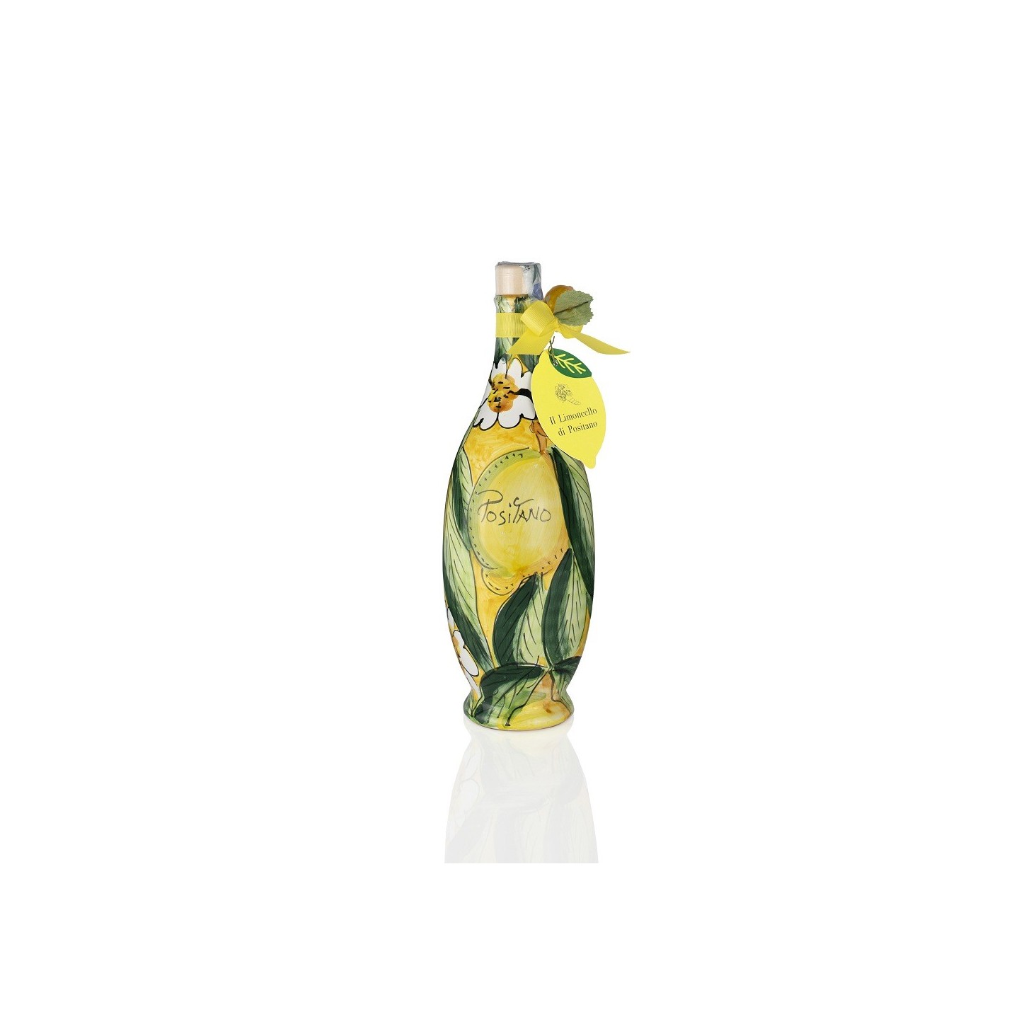 Bottiglia in ceramica dal design mediterraneo 50cl giallo  - Sapori e Profumi di Positano
