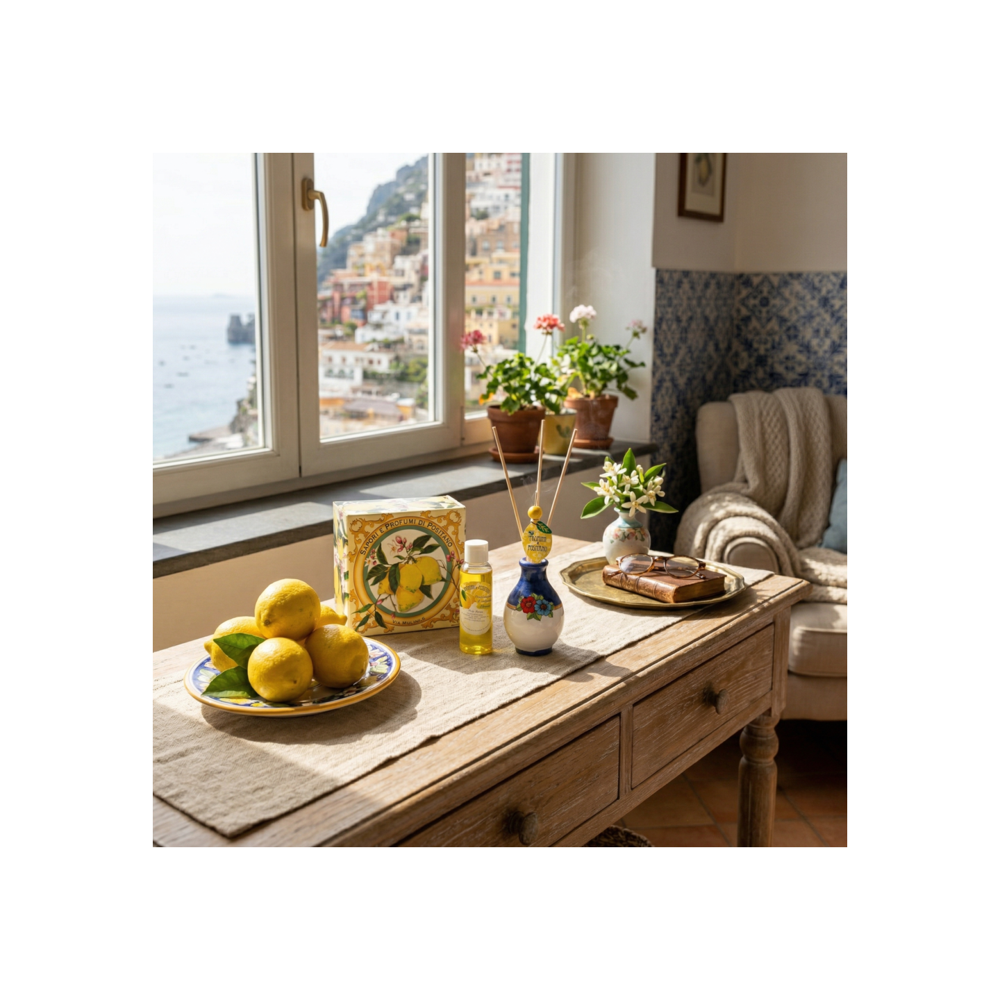 Lemon-scented room fragrance with a ceramic diffuser  – Sapori e Profumi di Positano