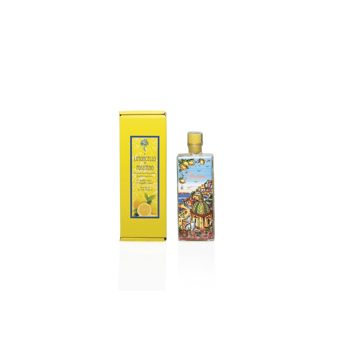 Limoncello artigianale 20 cl in bottiglia con decorazione in ceramica dipinta a mano – Sapori e Profumi di Positano