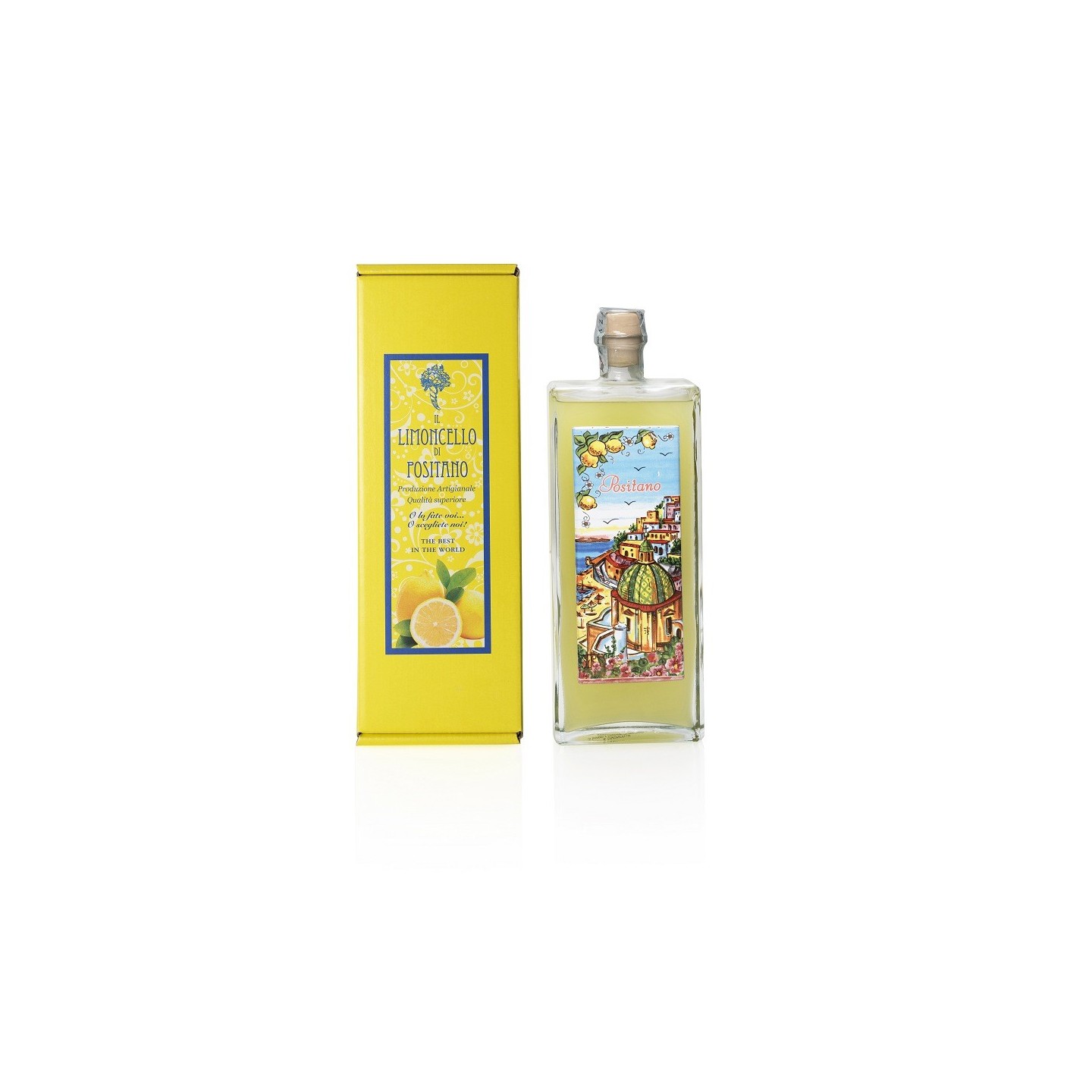 Limoncello artigianale 20 cl in bottiglia con decorazione in ceramica dipinta a mano – Sapori e Profumi di Positano