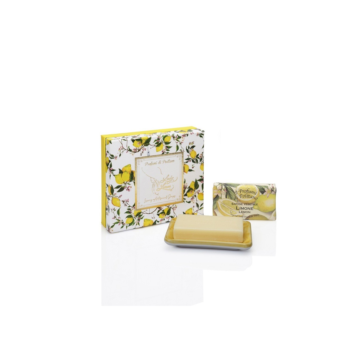 Set piatto in ceramica artigianale e sapone vegetale al limone e Acqua di Positano  - Sapori e Profumi di Positano