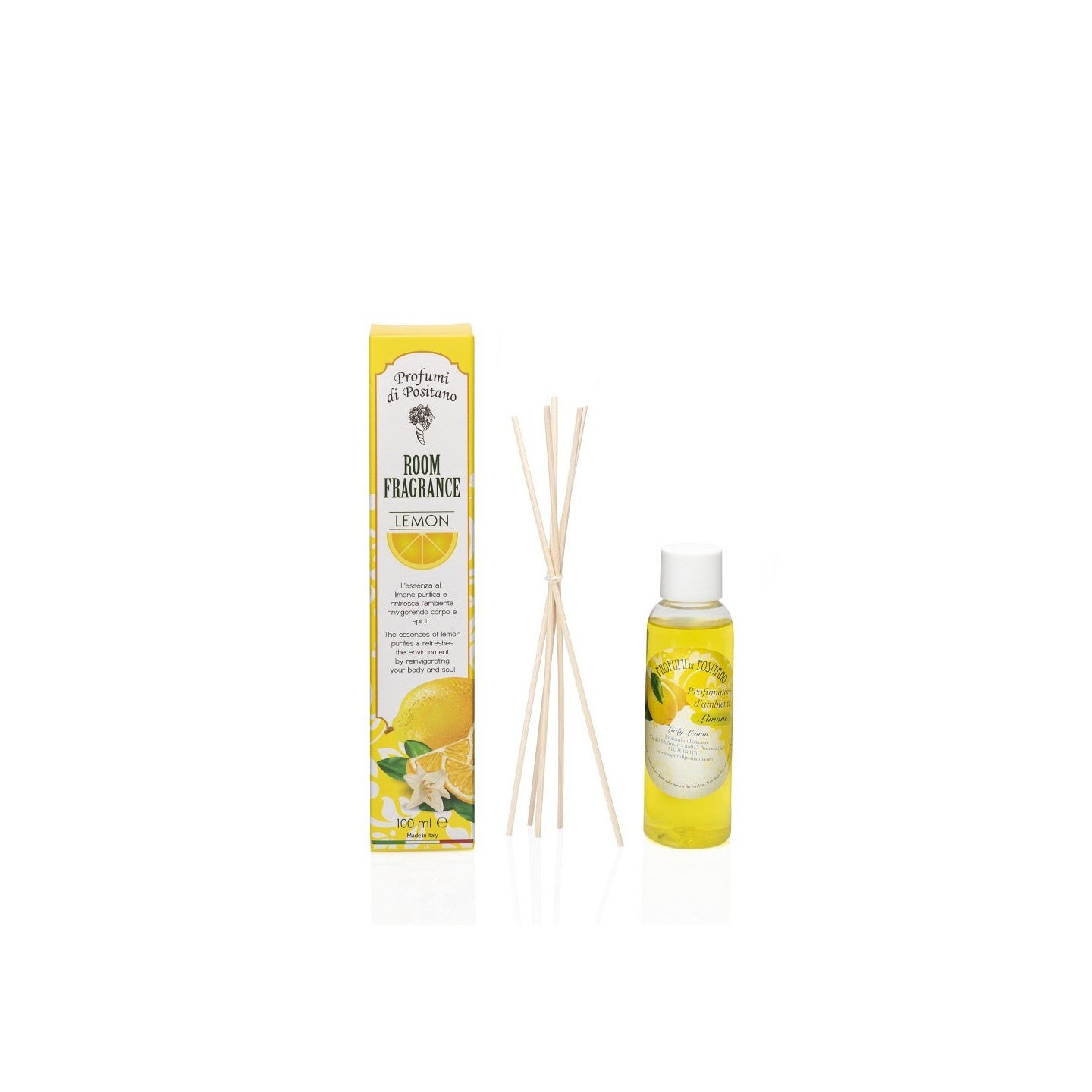 Lemon-scented room fragrance with reed sticks - Sapori e Profumi di Positano