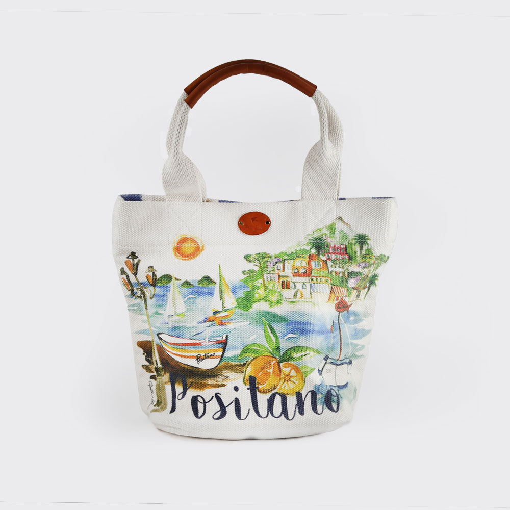 Positano bag | Bag with leather handles and canvas